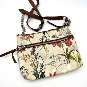 Dana Buchman Floral Crossbody Chain‎ Handle Purse Bag Faux Leather Flawed